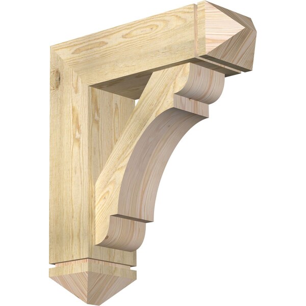 Ekena Millwork Olympic Arts and Crafts Rough Sawn Bracket w/ Offset Brace, Douglas Fir, 8"W x 26"D x 30"H BKT0806X26X30OLY03RDF - main
